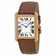 Cartier Tank Solo Silver Dial Brown Leather Strap Ladies Watch W5200025