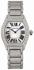 Cartier Tortue Diamond 18kt White Gold Ladies Watch WA5049MC