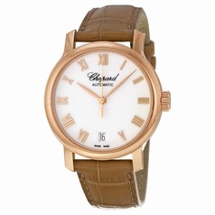 Chopard Classic White Dial 18kt Rose Gold Automatic Ladies Watch 124200-5001