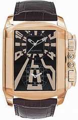 Chopard Dual Time Zone Black Dial Rose Gold Leather Men's Watch 162286-5001