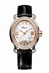 Chopard Happy Sport Floating Diamonds 18 kt Rose Gold Bezel Ladies Watch 27/8546-6002