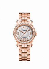 Chopard Happy Sport Silver Tone Dial 18 Carat Rose Gold Ladies Watch 274893-5004