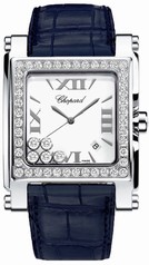 Chopard Happy Sport Square Mother of Pearl Dial Blue Leather Ladies Watch 28/8448-2001