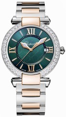 Chopard Imperiale Green Dial Diamond Two Tone Ladies Watch 388532-6009