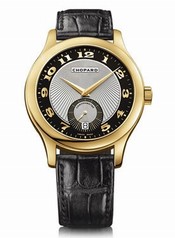 Chopard L.U.C. Classic Black and Silver Guilloche Automatic 18 kt Yellow Gold Men's Watch 161905-0001