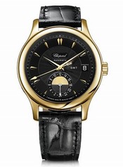 Chopard L.U.C Classic GMT Black Dial Black Leather Men's Watch 161867-0001