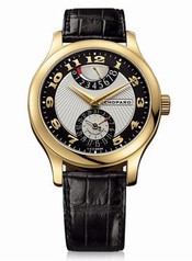 Chopard L.U.C Quattro Mark II Silver and Black Dial Yellow Gold Black Leather Men's Watch 161903-0001