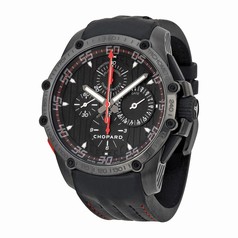 Chopard Superfast Split Second Black Dial Chronograph Black PVD Steel Leather Men's Watch 168542-3001