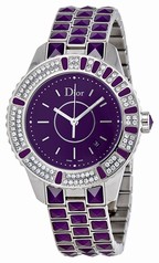 Dior Christal Diamond Purple Dial Ladies Watch CD11311JM001