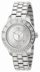 Dior Christal Mother of Pearl Dial Stainless Steel White Sapphire Diamond Ladies Watch CD113112M003