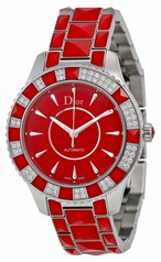 Dior Christal Red Dial Diamond with Red Sapphire Inserts Automatic Ladies Watch CD144514M001