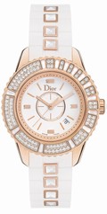 Dior Christal White Dial 18kt Rose Gold Ladies Watch CD113170R001