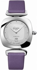 Glashutte Povonina Silver Dial Purple Satin Ladies Watch 1-03-01-15-02-04