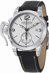Graham Chronofighter 1695 Automatic Chronograph Silver Dial Black Leather Men's Watch 2CXASS02A