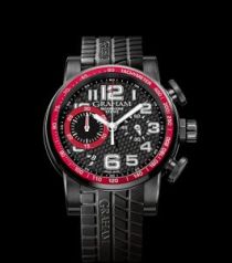 Graham Silverstone Stowe Automatic Chronograph Black Carbon Fiber Dial Black Rubber Men's Watch 2SAABB01A