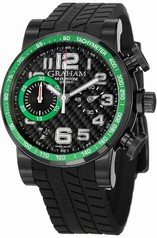Graham Silverstone Stowe Automatic Chronograph Black Carbon Fiber Dial Black Rubber Men's Watch 2SAABB02A