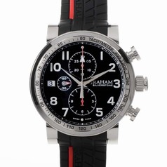 Graham Vintage Silverstone Black Dial Black and Red Rubber Men's Watch 2BLES.B35B