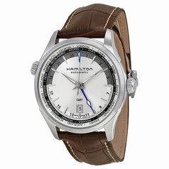 Hamilton Jazzmaster GMT Silver Dial Brown Leather Men's Watch H32605551