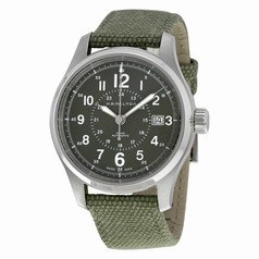 Hamilton Khaki Field Automatic Grey Dial Olive Green Canvas Men's Watch H70595963