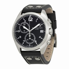 Hamilton Khaki Pilot Pioneer Chronograph Black Dial Black Leather Men's Watch H76512733