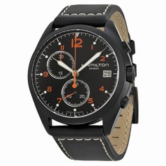 Hamilton Pilot Pioneer Chronograph Black Dial Black Leather Men's Watch H76582733