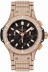 Hublot Big Bang Black Dial 18kt Rose Gold Diamond Men's Watch 301PX1180PX3704
