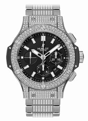 Hublot Big Bang Black Dial Chronograph Stainless Steel Diamond Pave Men's Watch 301SX1170SX2704