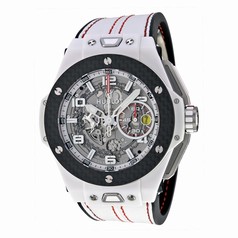 Hublot Big Bang Ferrari White Ceramic Carbon Dial Skeleton Ceramic Men's Sports Watch 401.HQ.0121.VR