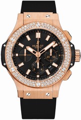 Hublot Big Bang Gold Black Dial Chronograph Diamond Men's Watch 301PX1180RX1104
