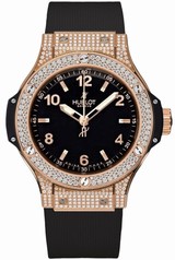 Hublot Big Bang Gold Pave Diamond Black Dial 18 kt Rose Gold Ladies Watch 361.PX.1280.RX.1704