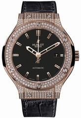 Hublot Classic Fusion Black Dial 18 Carat Rose Gold with Diamonds Case Automatic Men's Watch 565.OX.1180.LR.1704