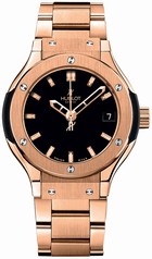 Hublot Classic Fusion Black Dial 18kt Rose Gold Band and Case Ladies Quartz Watch 581.OX.1180.OX