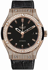 Hublot Classic Fusion Black Dial 18 Carat Rose Gold with Diamonds Case Automatic Men's Watch 542.OX.1180.LR.1704