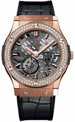 Hublot Classic Fusion Classico Ultra Thin Skeleton 18 Carat Rose Gold with Diamonds Case Automatic Men's Watch 54