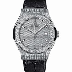 Hublot Classic Fusion Diamond Dial Black Leather Band Titanuim with Diamonds Case Automatic Men's Watch 542.NX.9010.LR.1704