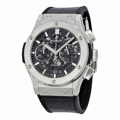 Hublot Classic Fusion Skeleton Dial Titanium Black Leather Automatic Men's Watch 525NX0170LR