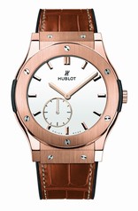 Hublot Classic Fusion Ultra-Thin King Gold White Dial Brown Leather Band 18 Carat Rose Gold Automatic Men's Watch 545.OX.2210.LR