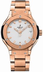 Hublot Classic Fusion White Dial 18 Carat Rose Gold Band and Case Ladies Quartz Watch 581.OX.2610.OX