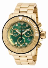 Invficta Sea Hunter Chronograph Green Dial Gold Ion-plated Men's Watch 19604