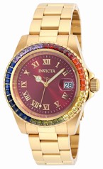 Invicta Angel Burgundy Dial Gold-plated Ladies Watch 20023