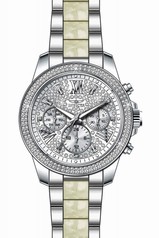 Invicta Angel Multi-Function Silver Crystal-set Stainless Steel and Pearl Tortoise-shell Ladies Watch 20507