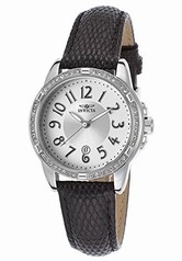 Invicta Angel Silver Dial Black Leather Mens Watch 16340