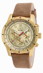 Invicta Aviator Chronograph Champagne Dial Tan Leather Men's Watch 18925