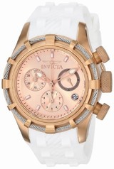 Invicta Bolt Chronograph Rose Dial White Silicone Ladies Watch 16105