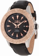 Invicta Pro Diver Black Dial Black Leather Men's Watch 12617