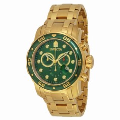 Invicta Pro Diver Chronograph Green Dial 18kt Gold-plated Men's Watch 0075