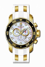 Invicta Pro Diver Chronograph Mother of Pearl White Polyurethane Men's Watch 20289