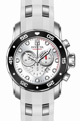 Invicta Pro Diver Chronograph Silver Dial White Polyurethane Silver-tone Men's Watch 20290