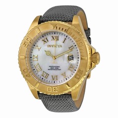 Invicta Pro Diver Mother of Pearl Dial Grey Leather Men's Watch 18429