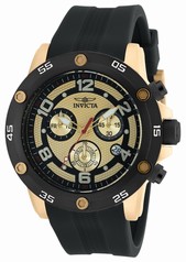 Invicta Pro Diver Multi-Function Gold Dial Black Polyurethane Men's Watch 20034